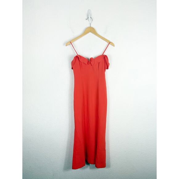 Likely Johnna Sweetheart Neckline Midi Dress Size 0 Orange Cocktail Wedding - Picture 3 of 14